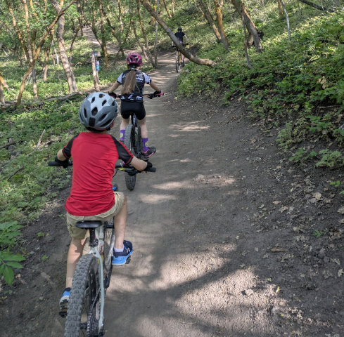 Riders on the trail during Baseline & Flow